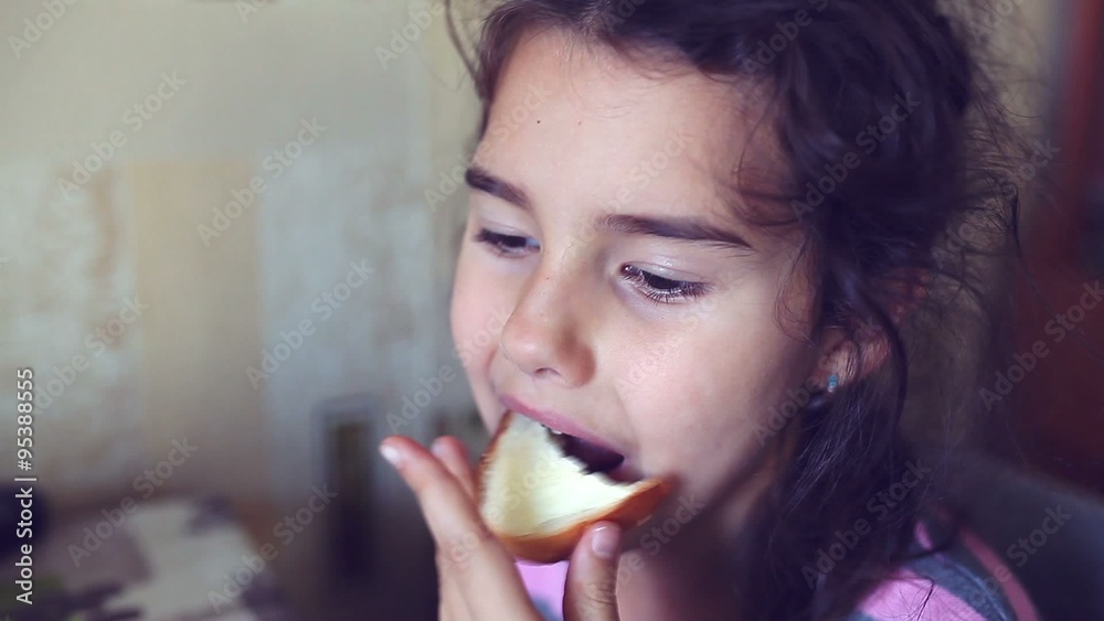teen eats girl bread with butter tea drinkers breakfast teen eats girl bread with butter tea drinkers breakfast