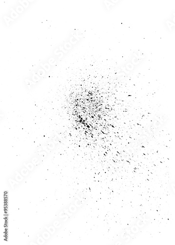 Black ink spray on white textured paper