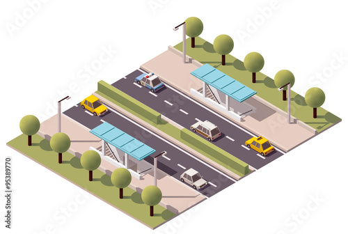 Vector isometric highway underpass