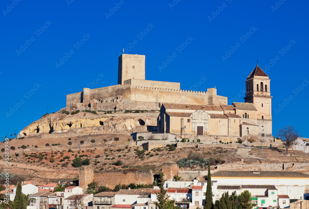 Alcaudete with castle and old church. Province of Jaen, Spain