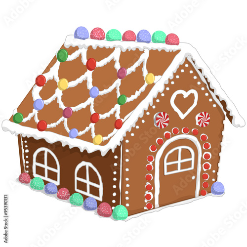Vector illustration of a gingerbread house.