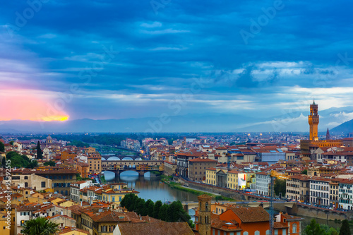 Ponte Vecchio and Palazzo Vecchio, Florence, Italy