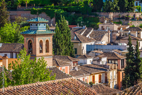 Obraz na płótnie Spain, Andalusia Region, Granada town panorama from Alhambra vie w salonie