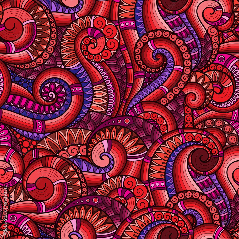 Seamless asian ethnic floral retro doodle background pattern in Seamless asian ethnic floral retro doodle background pattern in