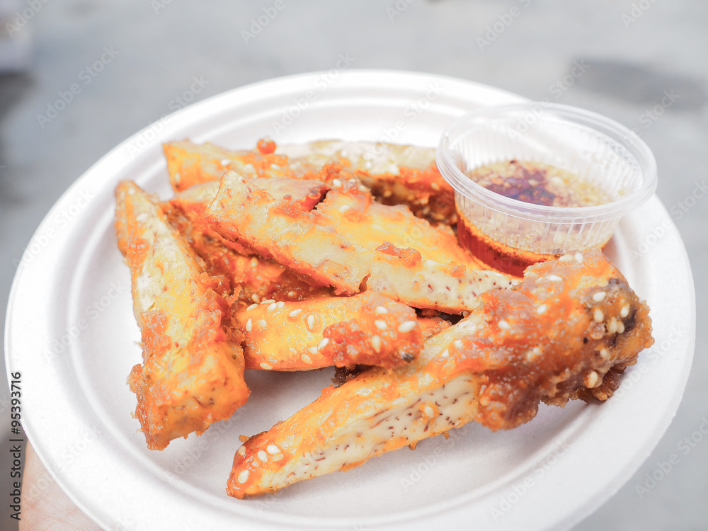 deep fried sweet potato with sesame deep fried sweet potato with sesame