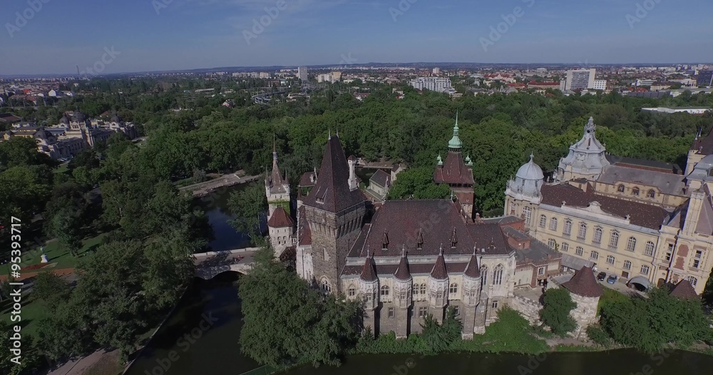 Aerial shots of Vajdahunyad Castle in Budapest, Hungary Aerial shots of Vajdahunyad Castle in Budapest, Hungary