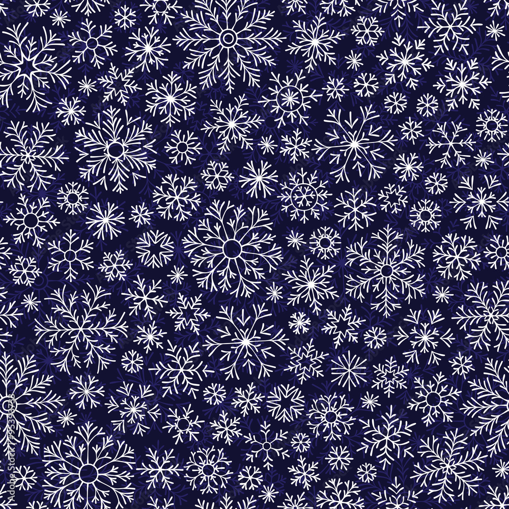 Christmas seamless doodle pattern with snowflakes Christmas seamless doodle pattern with snowflakes