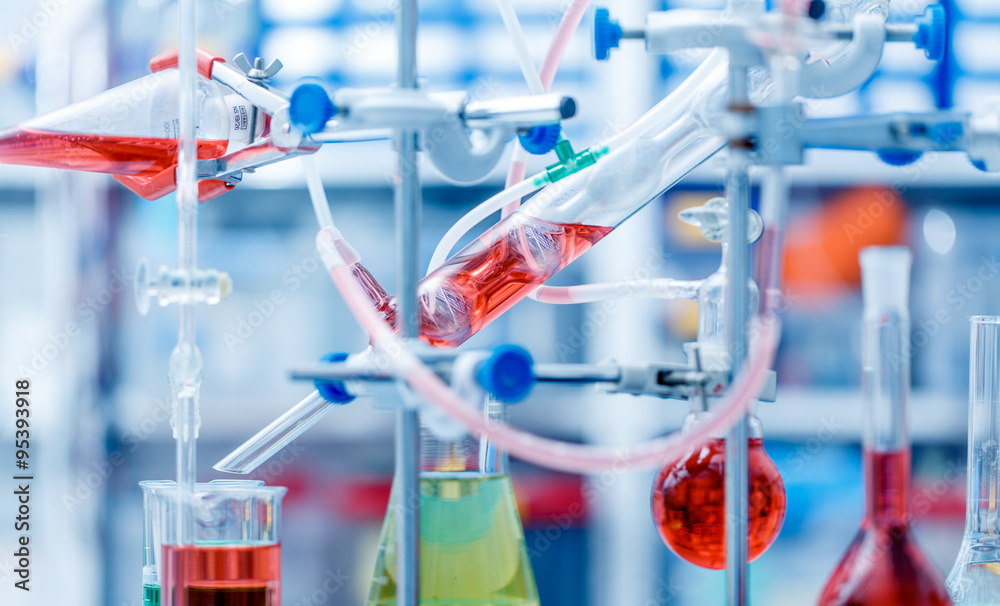 chemical glass setup in laboratory chemical glass setup in laboratory