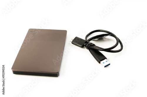 External Hard Disk USB 3.0 on isolated white background