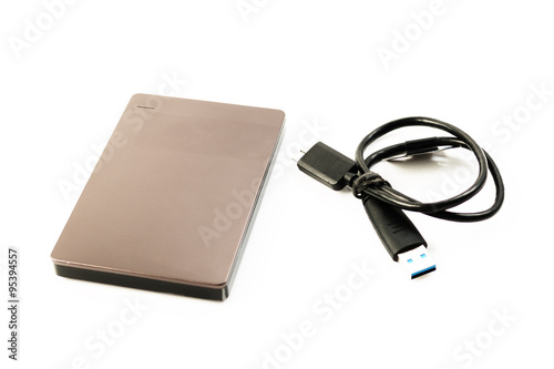 External Hard Disk USB 3.0 on isolated white background