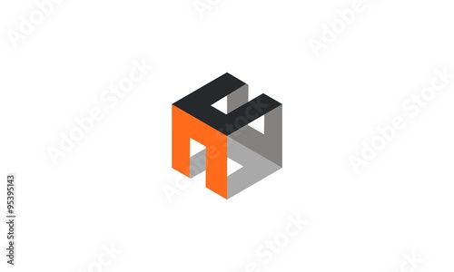 letter h box modern logo