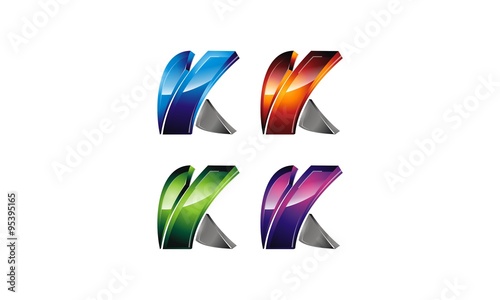 letter k 3d modern logo 