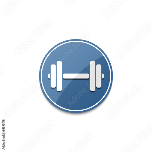 Blue dumbbell icon with shadow
