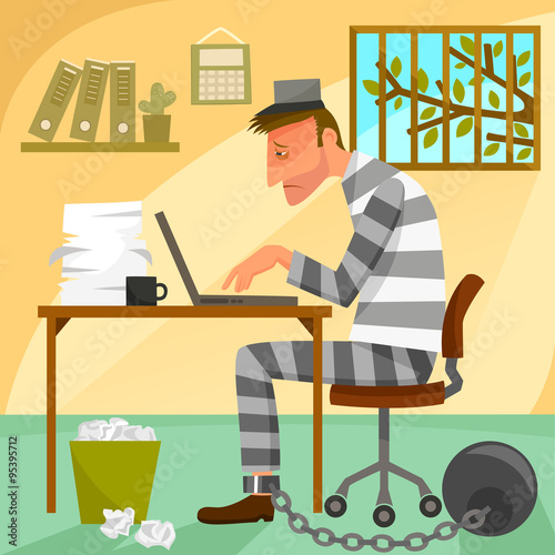 Wallpaper Mural depressed worker being a prisoner in his office. Torontodigital.ca