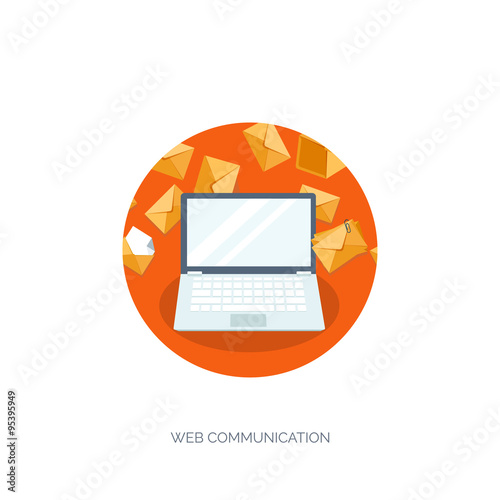 Vector illustration.  Global communication. Social network ,chatting. Emailing and sms. Web calls. Internet