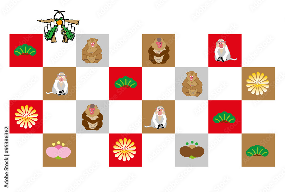 Fototapeta premium モダンな申年のサルのイラスト年賀状素材