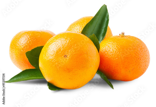 Four fresh mandarin oranges
