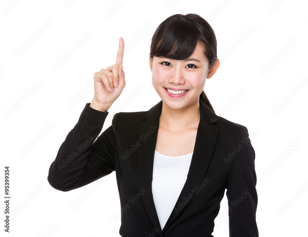 Asian business woman with finger point up Asian business woman with finger point up