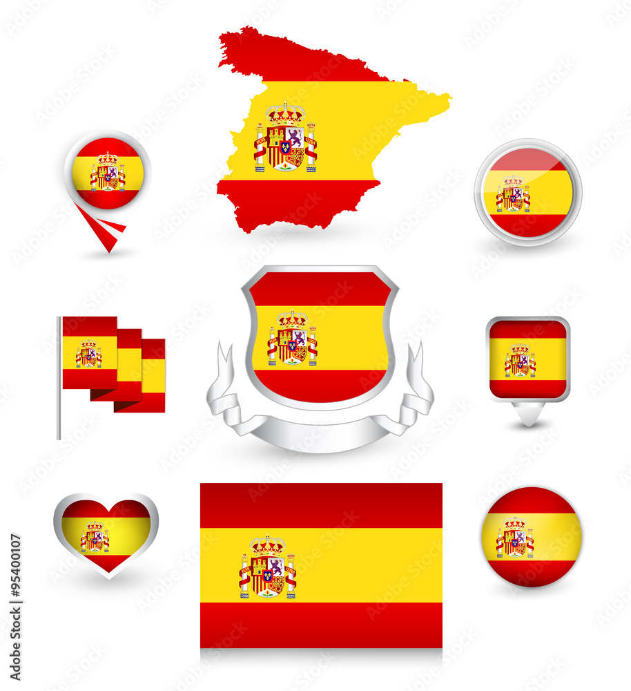 Spain Flag Collection - obrazy, fototapety, plakaty 