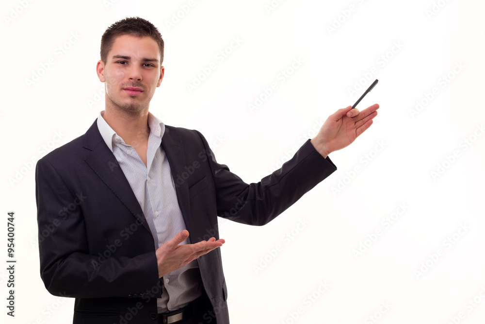 Young man giving presentation Young man giving presentation