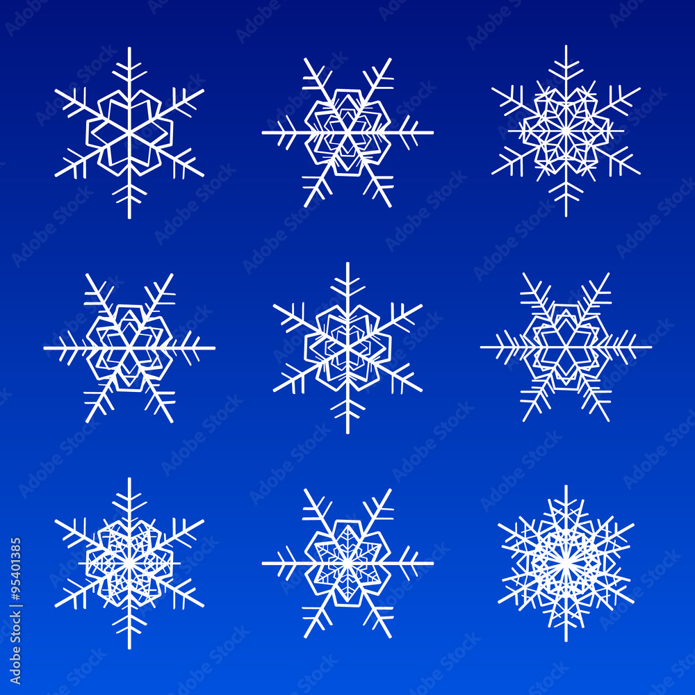 Vector snowflakes white isolated on blue Vector snowflakes white isolated on blue