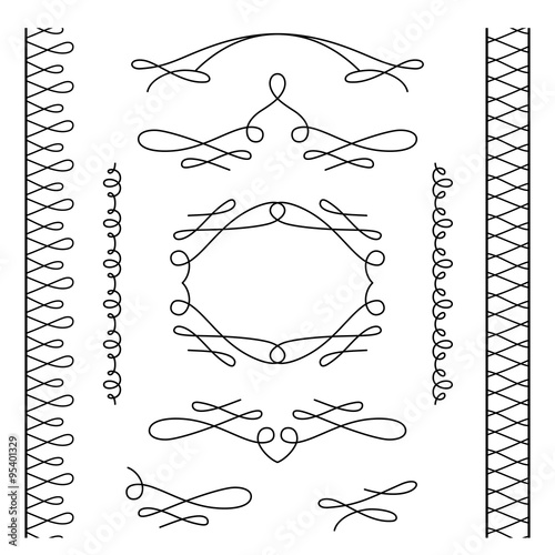 Set of vintage calligraphic vignettes and borders