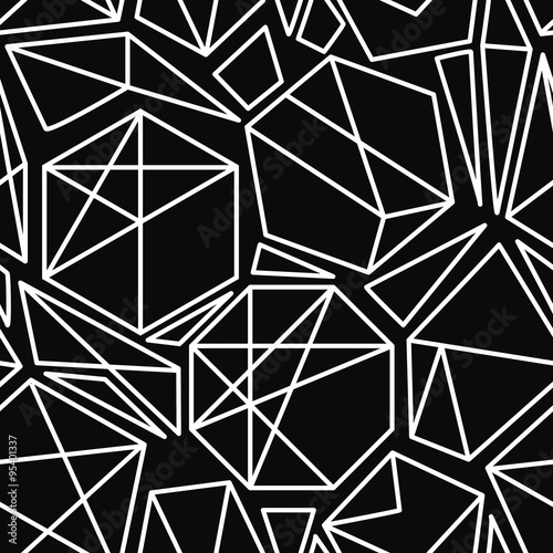 Black and white vector geometric seamless pattern 