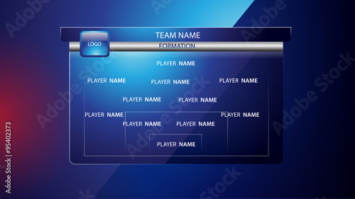 Broadcast graphic for football formation squad