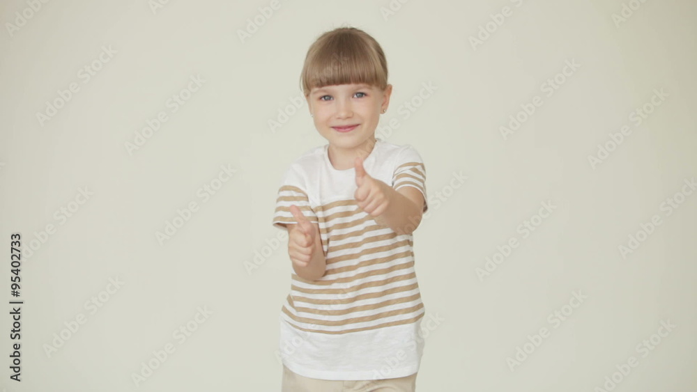 Little businesslady with ok hands sign Little businesslady with ok hands sign