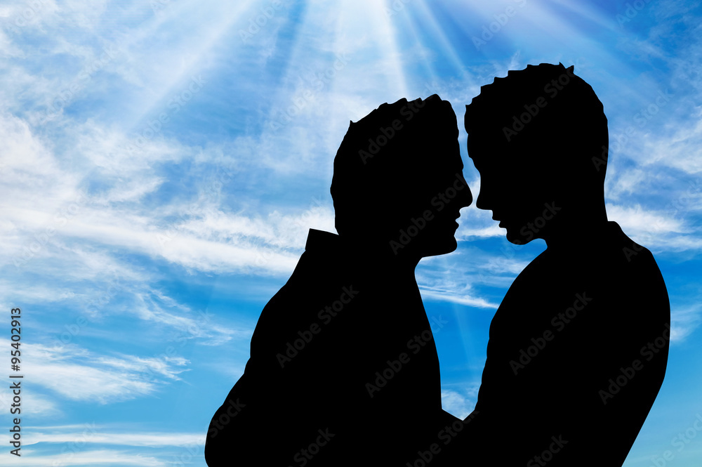  Silhouette of two gay men