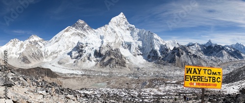 Mount Everest with signpost