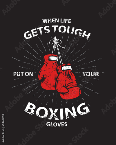 Obraz na plátně Grunge boxing motivation poster and print