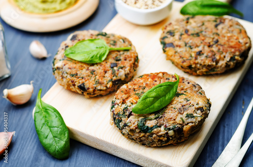 vegan quinoa eggplant spinach chickpeas Burger