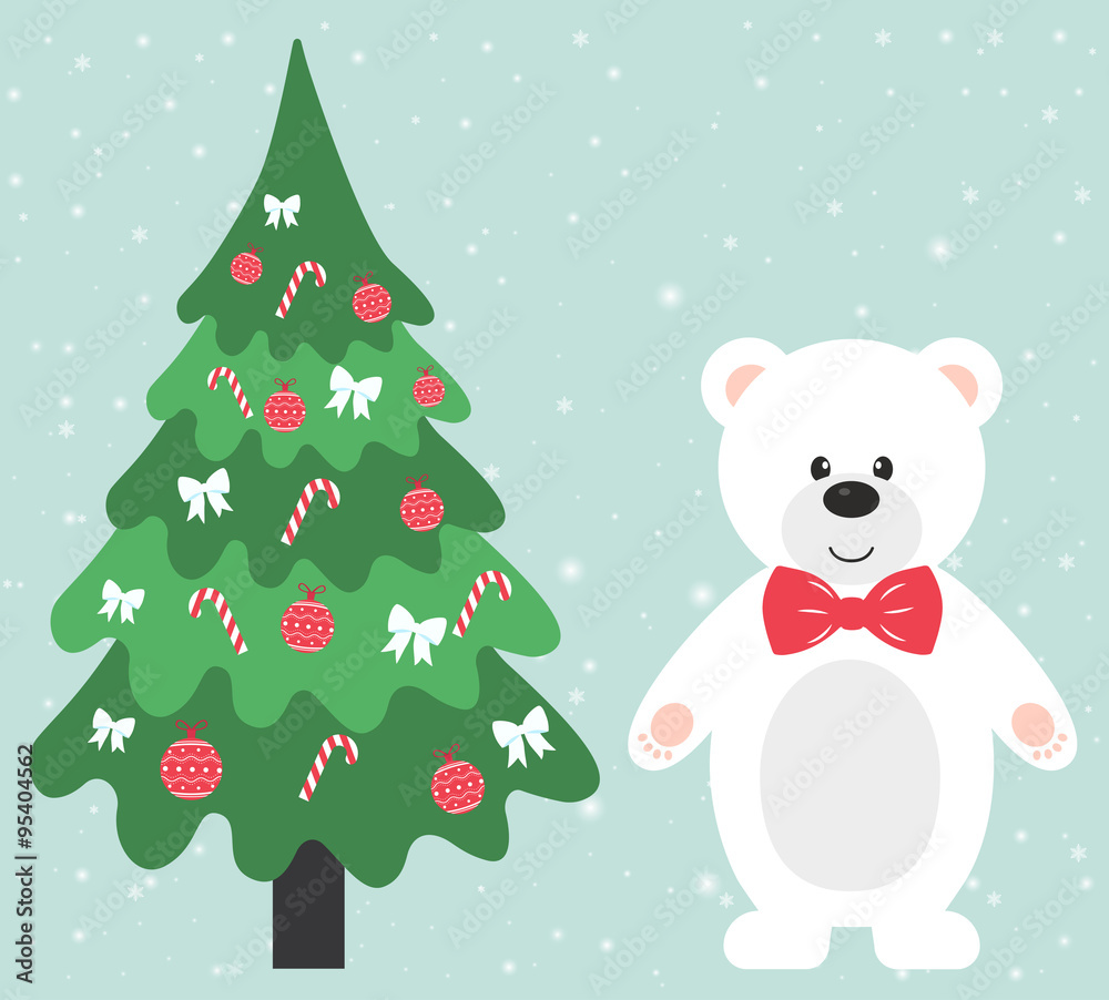winter bear and fir-tree winter bear and fir-tree