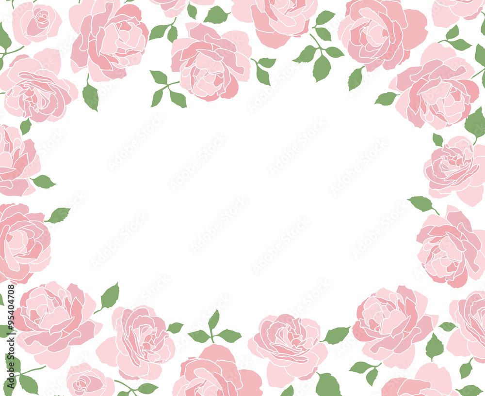Horizontal frame made of hand drawn roses