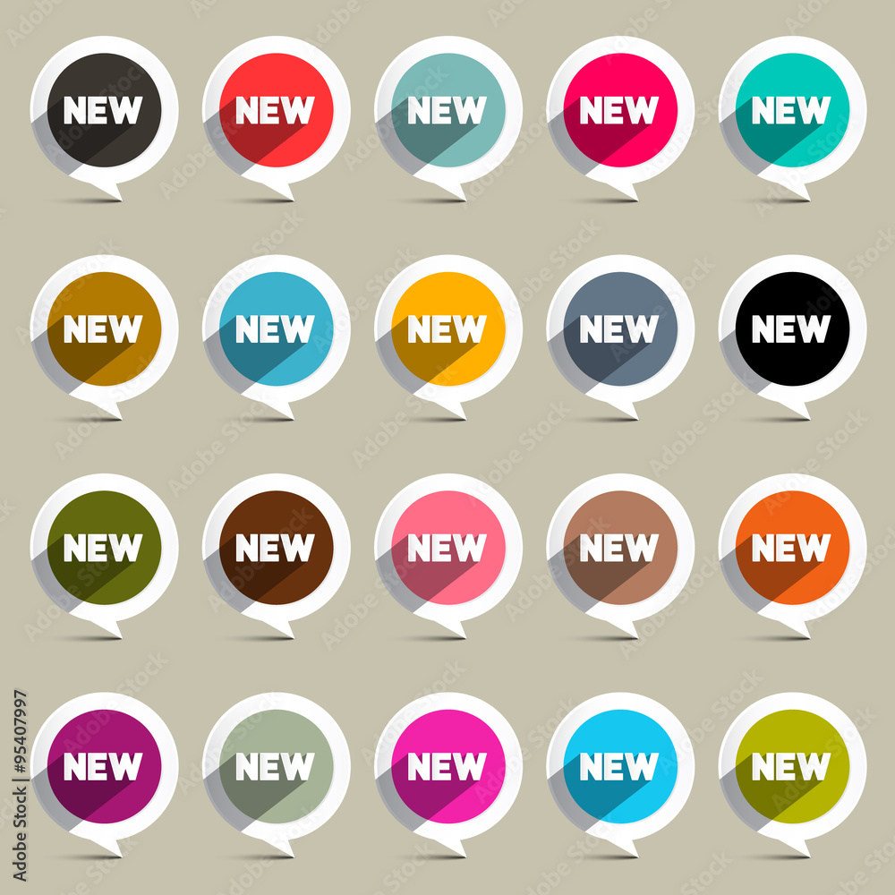 New Circle Labels Set Vector