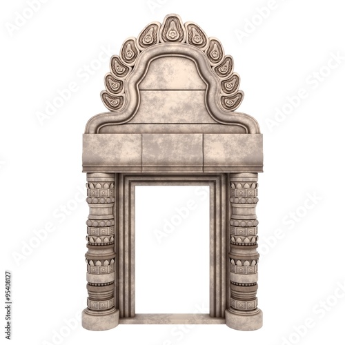 Traditional Indian Column Arc Isolated on White