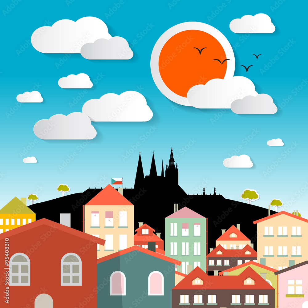 Prague City Illustration - Czech Republic in Europe Vector