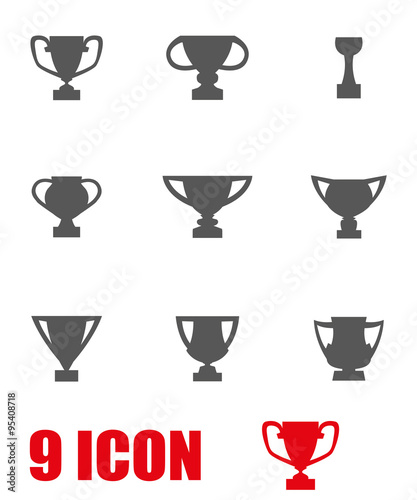 Vector grey trophy icon set. Trophy Icon Object, Trophy Icon Picture, Trophy Icon Image - stock vector