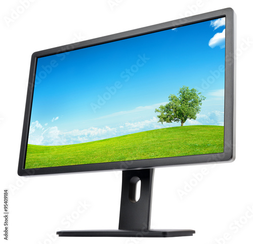 Monitor with landscape on screen