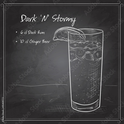 Cocktail Dark 'N' Stormy on black board