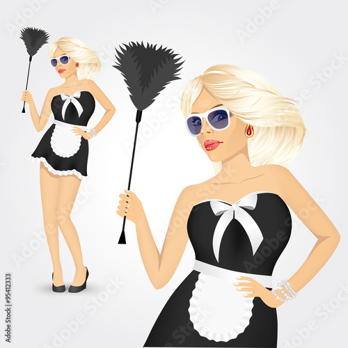 young maid in classic maid dress