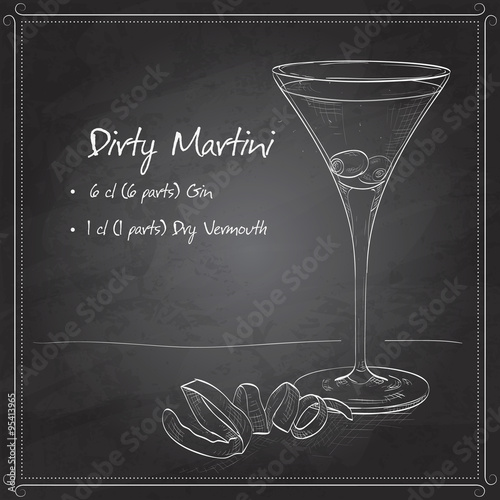 Cocktail Dirty Martini on black board