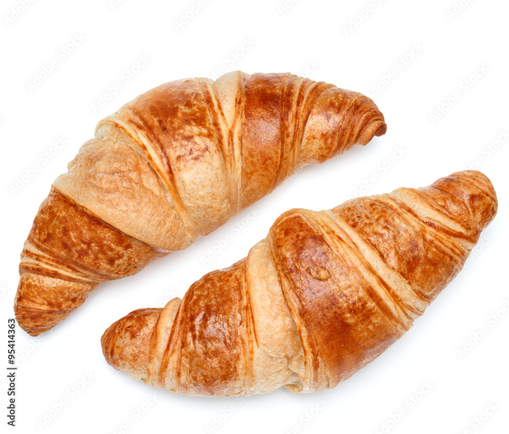 Croissant or  crescent roll isolated on white background cutout