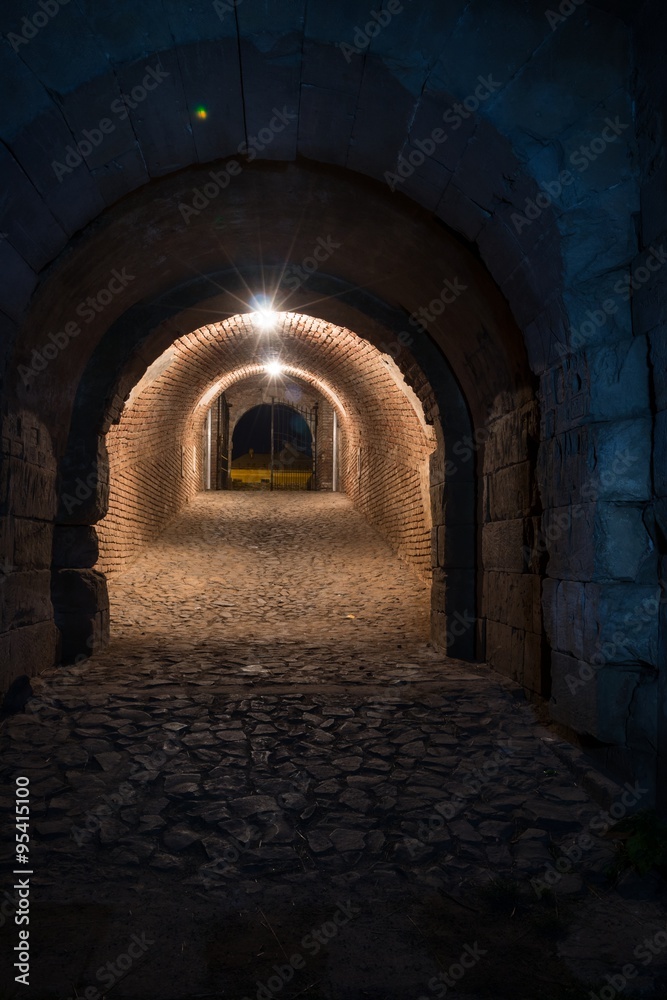 The old walled underground tunnel