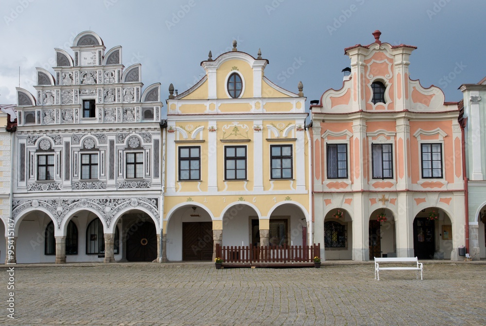 Fototapeta premium The historic renaissance houses on the square in Telč, Czech Republic