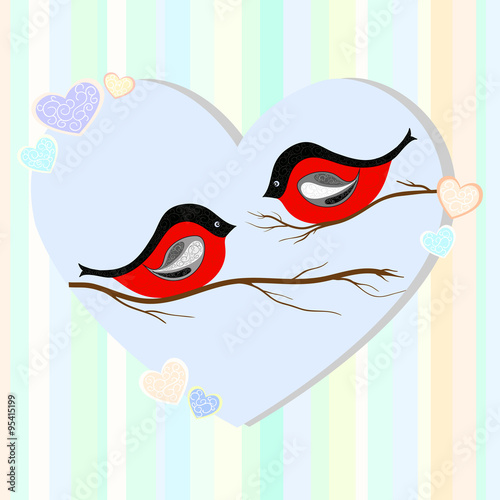Bullfinches illustration