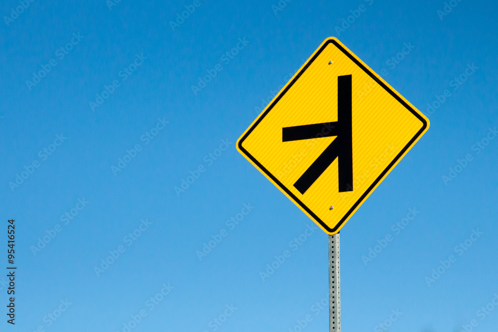 Caution, unusual intersection sign Caution, unusual intersection sign