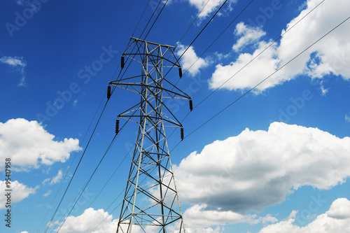 power tower against blue sky