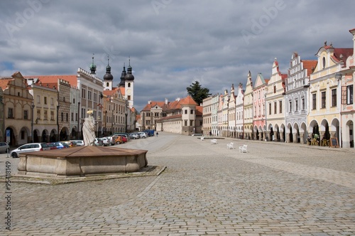 The historic renaissance houses on the square in Telč, Czech Republic
